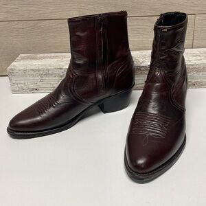 Abilene Black Cherry Leather Zipper Western Boots Size 9.5 EE